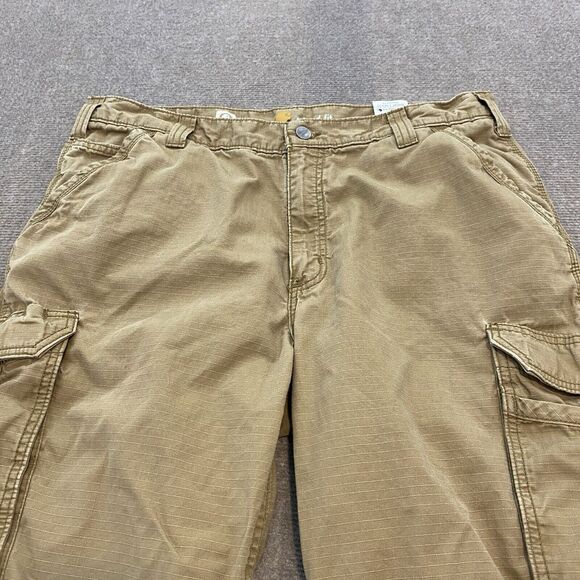 Carhartt Cargo Pants Mens 38 Fits 37x32 Tan Carpenter Workwear Rip Stop - Picture 2 of 14